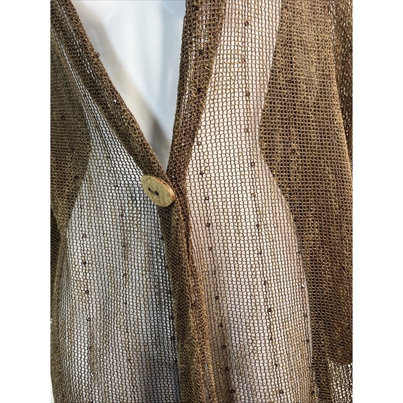 Krazy Kat Lagenlook Brown‎ Netted Bolero Cardigan Beach Oversized M Boho Cottage - Picture 3 of 11